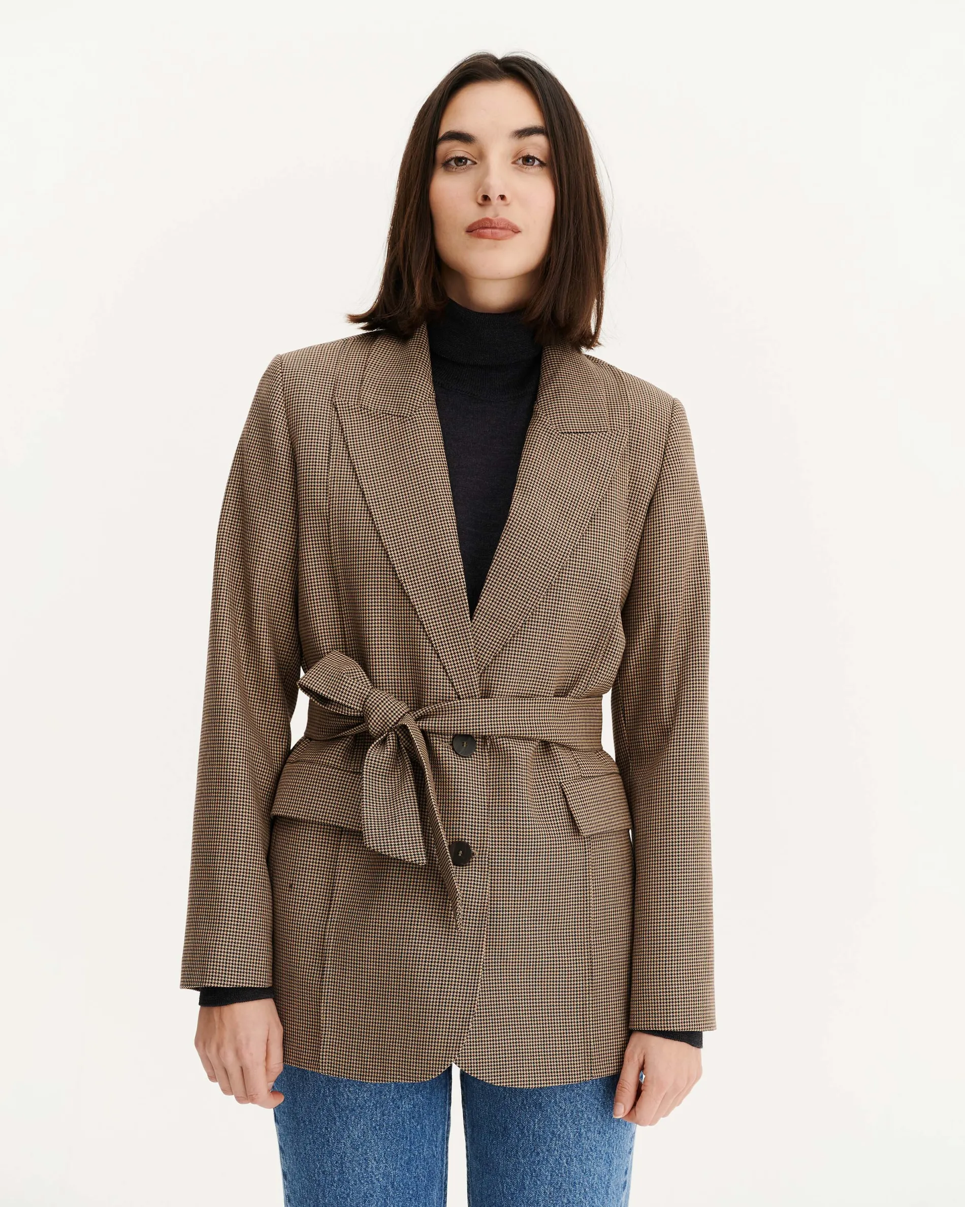 nagano_sepia_houndstooth_2.webp Femme NOYOCO Vestes & Blousons^Nagano Sepia houndstooth
