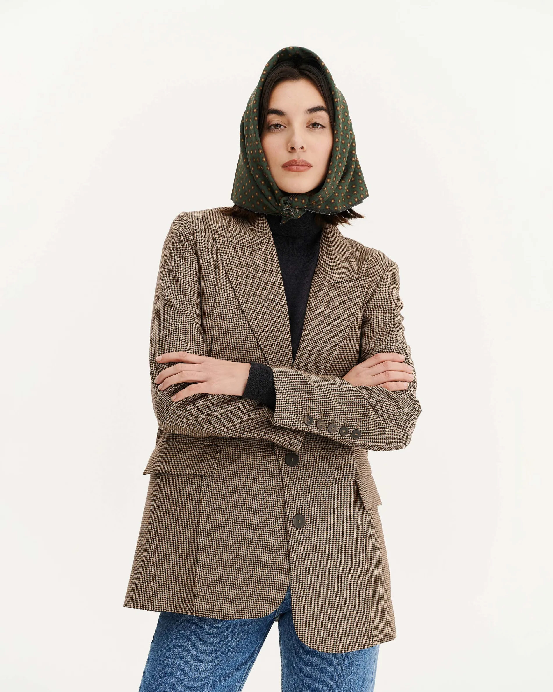 nagano_sepia_houndstooth_3.webp Femme NOYOCO Vestes & Blousons^Nagano Sepia houndstooth